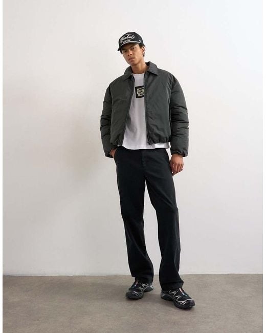 Topman Gray Collared Puffer Jacket for men
