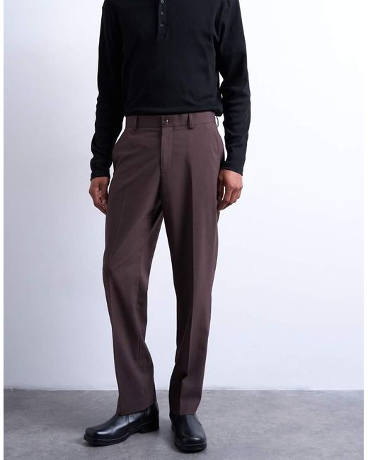 Topman White Straight Wool Touch Trousers for men