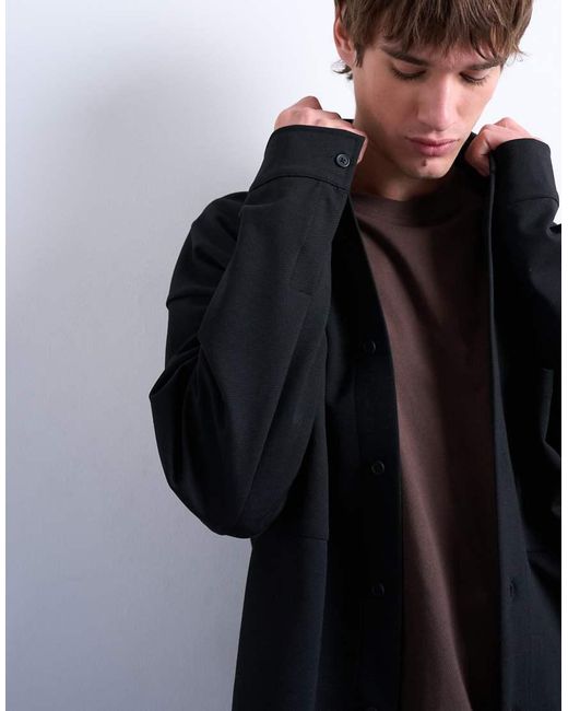 Topman Blue Fit Double Pocket Jersey Jacket for men