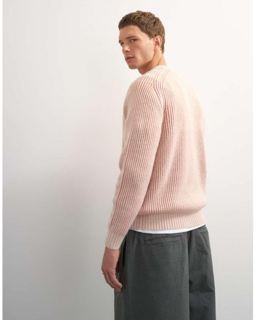 Topman Pink Classic Fit Plaited Fisherman Knit Jumper for men