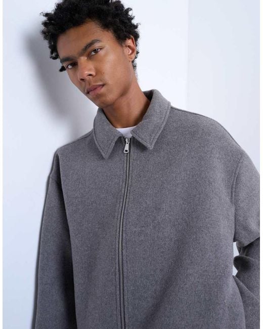 Topman Gray Wool Blend Jacket for men