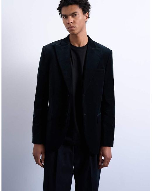 Topman Black Velvet Blazer for men