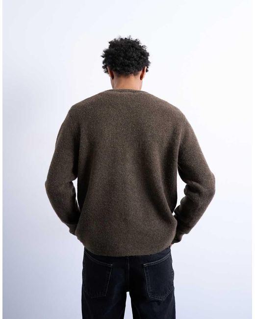 Topman Brown Regular Fit Knitted Cardigan for men