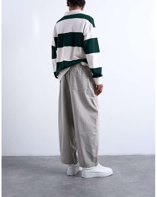 Topman White Ripstop Barrel Trousers for men