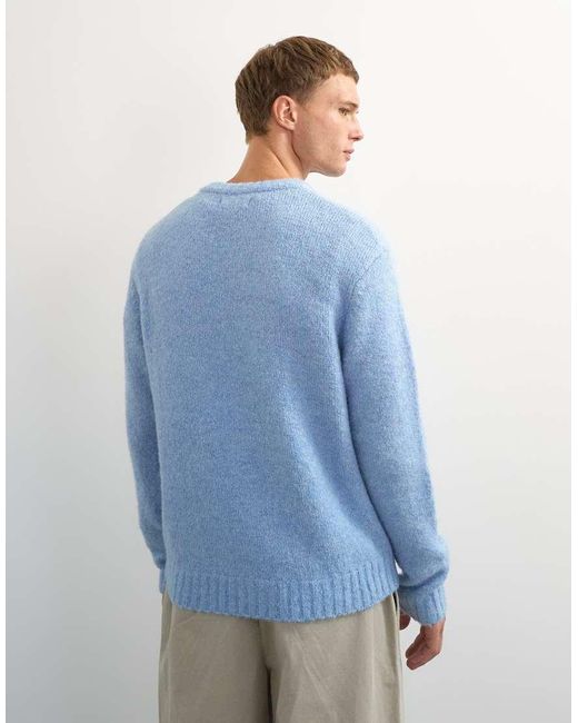 Topman Blue Relaxed Fit Loose Knit Jumper for men