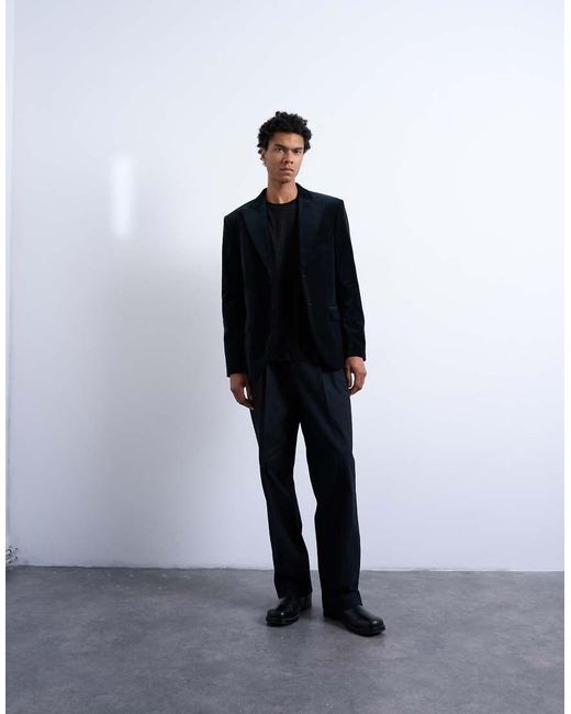 Topman Black Velvet Blazer for men