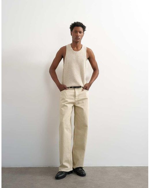 Topman Natural Relaxed Fit Textured Vest for men