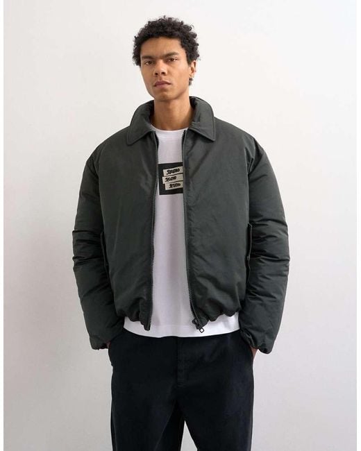 Topman Gray Collared Puffer Jacket for men