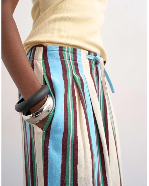 TOPSHOP White Linen Balloon Trouser With Tie Waist
