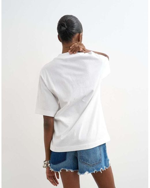 TOPSHOP White Roll Sleeve Cinch Tee