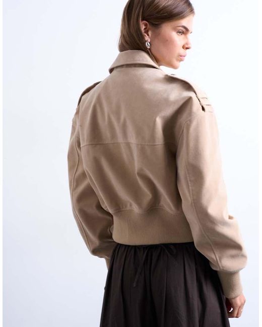 TOPSHOP Multicolor Faux Suede Ovoid Sleeve Bomber Jacket