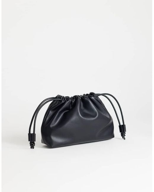 TOPSHOP Black Celia Medium Ruched Clutch Bag