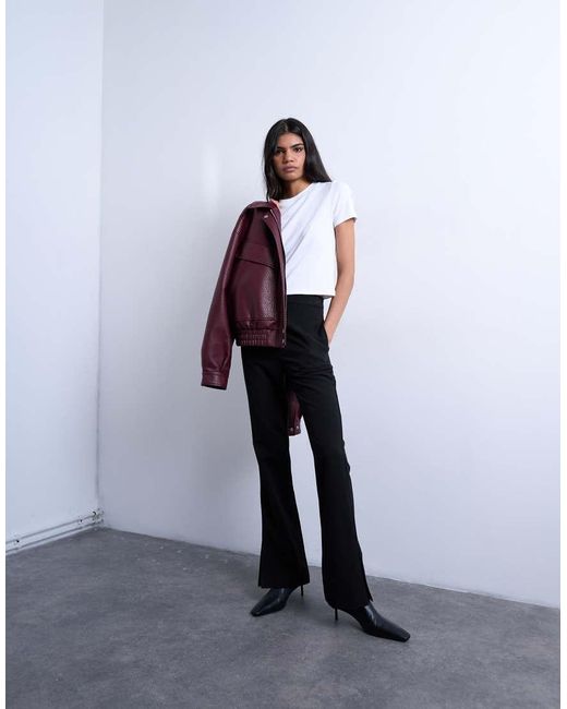 TOPSHOP White High Rise Split Flare Pants