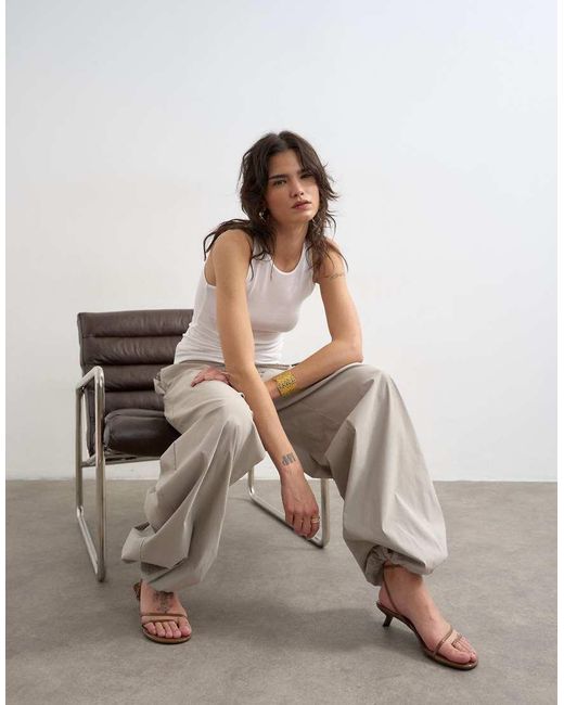 TOPSHOP White Drawcord Tech Fabric Balloon Trousers