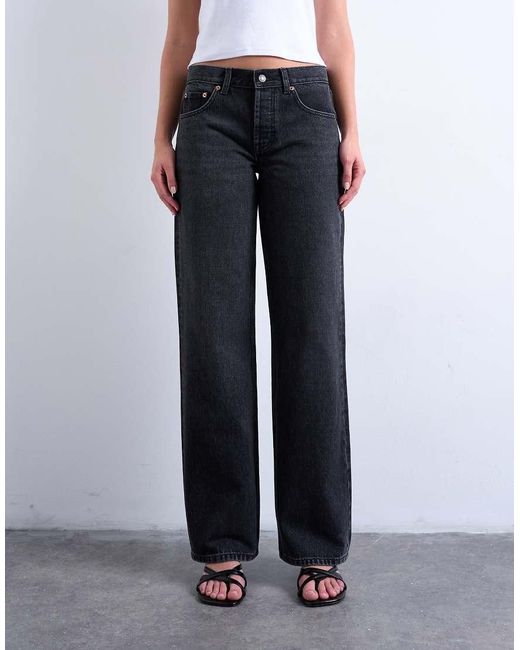 TOPSHOP Blue Ember Low Rise Relaxed Straight Leg Jean