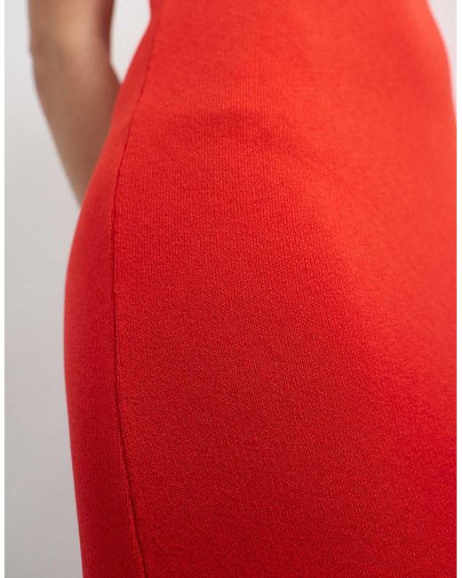 TOPSHOP Red Knitted Halter Neck Dress