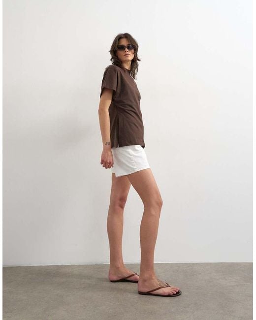 TOPSHOP Brown Slit Side Tee