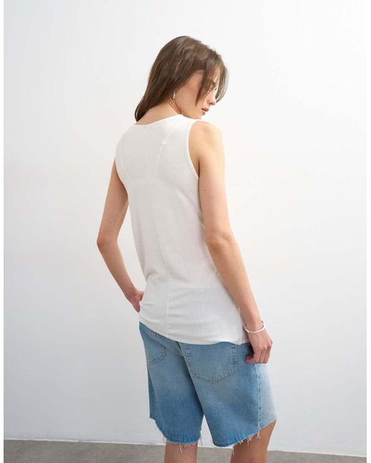 TOPSHOP Blue Drape Side Detail Tank Top