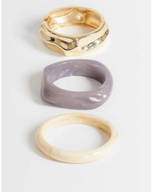 TOPSHOP Gray Flower 3 Pack Resin Bangles