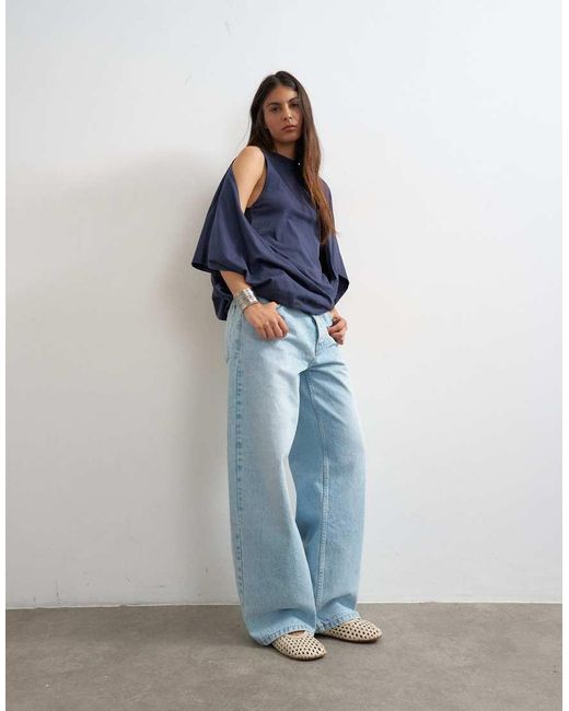 TOPSHOP Blue Cape Draped Tee