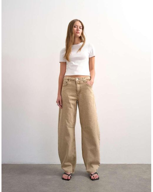 TOPSHOP Gray Barrel Mid Rise Jeans