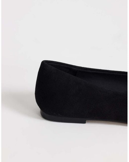 TOPSHOP Black Duke Faux Suede Chiselled Ballet Flat
