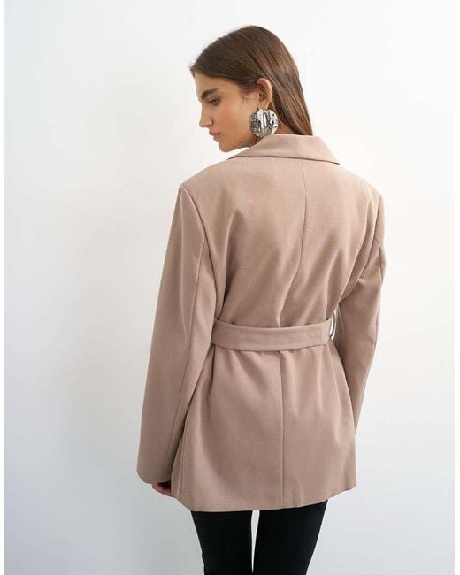 TOPSHOP Natural High Break Belted Blazer