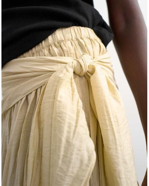 TOPSHOP Natural Sash Tie Crinkle Full Maxi Skirt