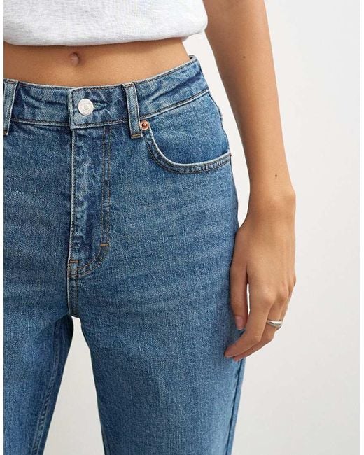 TOPSHOP Blue Orson Comfort Stretch Straight Leg Ankle Grazer Jean