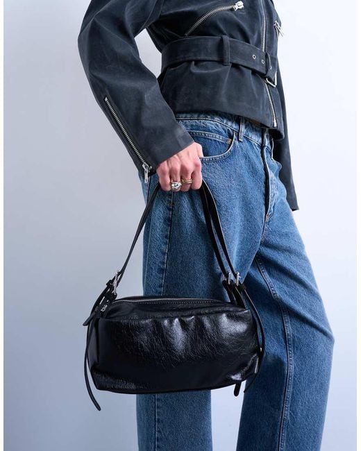 TOPSHOP Blue Siris Medium Buckle Shoulder Bag