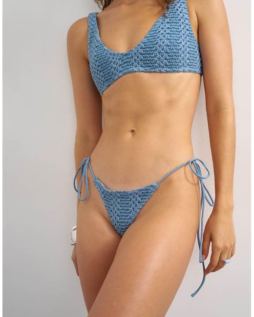 TOPSHOP Blue Thea Thong Bikini Bottom