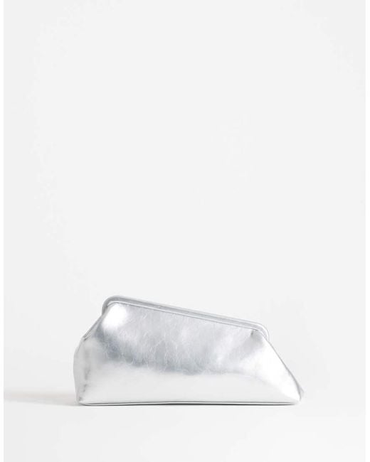 TOPSHOP White Anna Medium Angular Clutch Bag
