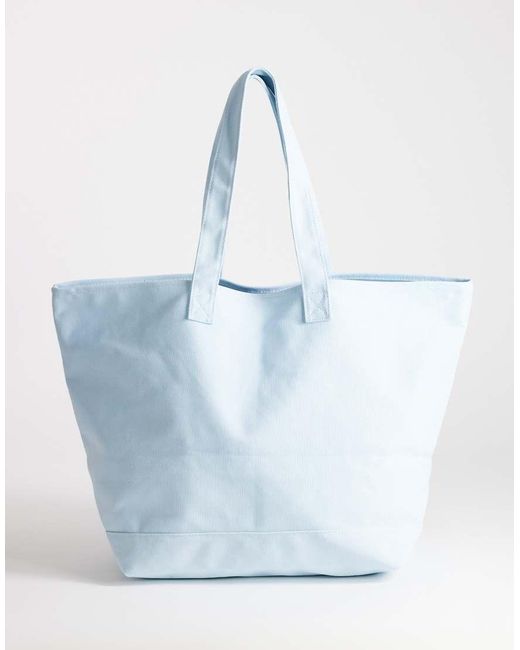 TOPSHOP Blue Large Canvas Tote Bag