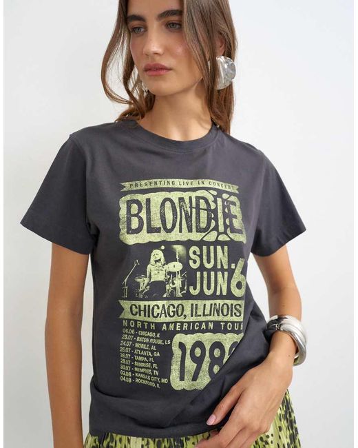 TOPSHOP Gray 'blondie' Graphic Classic Tee