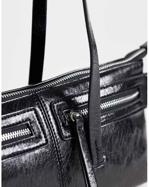 TOPSHOP White Snoopy Small Zip Front Pocket Shoulder Bag