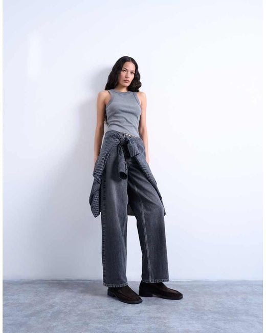 TOPSHOP Blue Rib Racer Vest