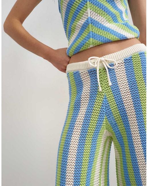 TOPSHOP Blue Knitted Mix Stripe Longline Jorts