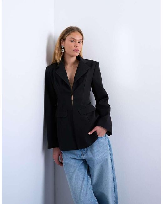 TOPSHOP Blue Co Ord Cinched Waist Blazer