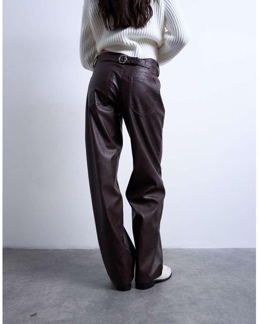 TOPSHOP White Faux Leather Cinch Trouser