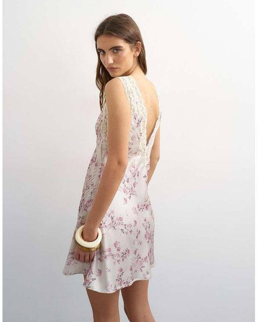 TOPSHOP White Lace Insert Pintucked Waist Mini Tea Dress