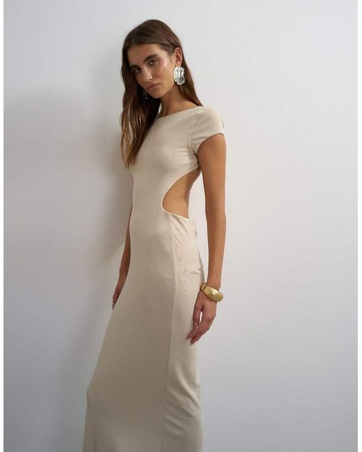 TOPSHOP Natural Double Layer Cupro Cut Out Maxi Dress