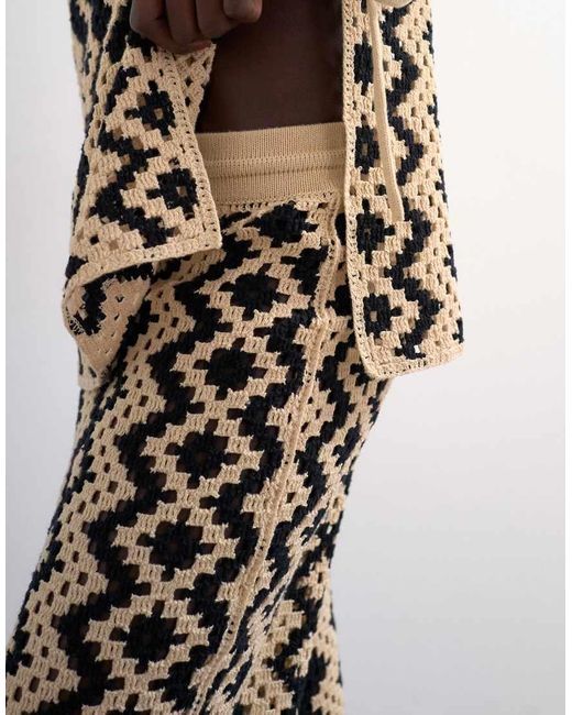 TOPSHOP White Knitted Patterned Crochet Co-Ord Trouser