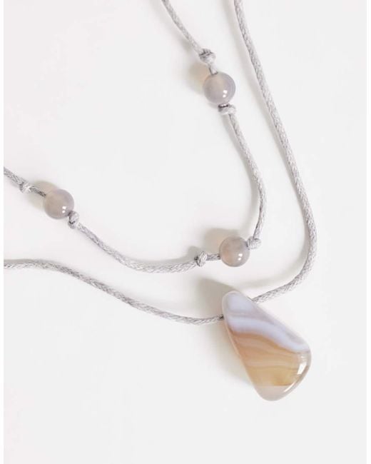TOPSHOP White Ottie Cord Necklace With Semi-precious Stones