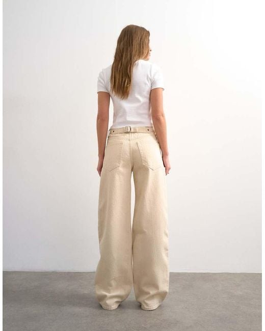 TOPSHOP Natural Cinch Low Rise Relaxed Jean
