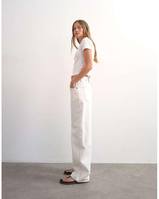 TOPSHOP White Cinch Low Rise Relaxed Jeans