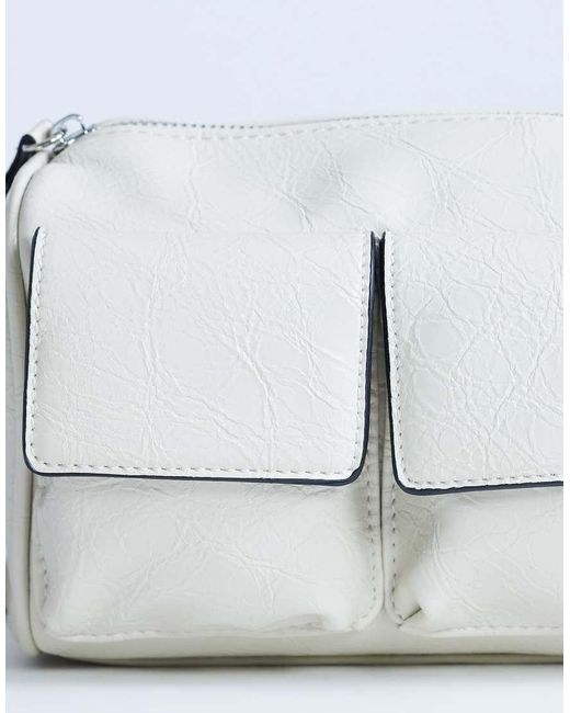 TOPSHOP White Safia Front Pocket Shoulder Bag