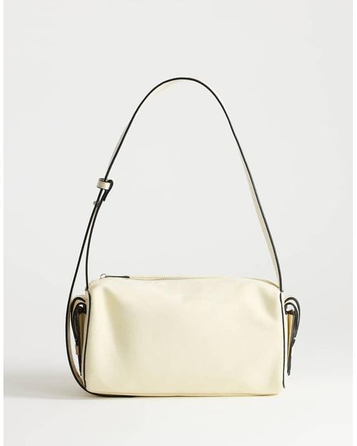 TOPSHOP Natural Sabrina Medium Suedette Shoulder Bag With Pockets
