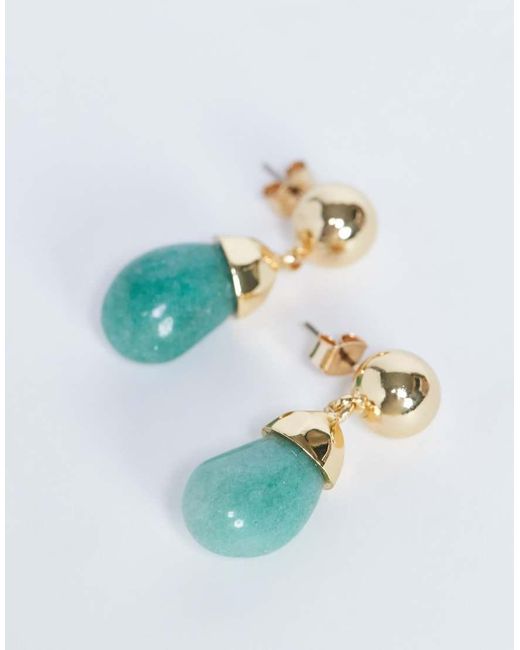 TOPSHOP Blue Blaze Stud Earrings With Drop Design