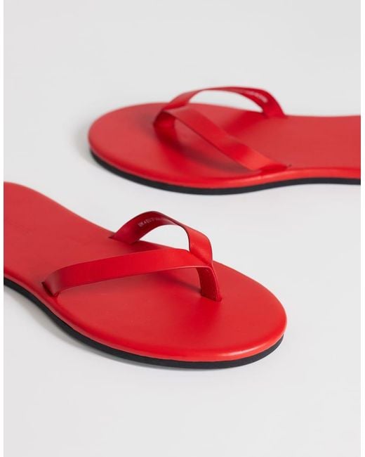 TOPSHOP Red Sky Real Leather Toe Thong Sandal