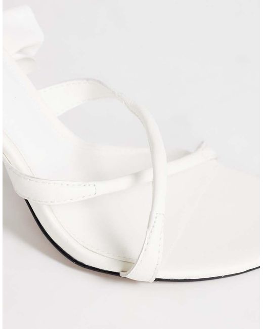 TOPSHOP White Ophelia Real Leather High Heeled Sandal With Ruffle